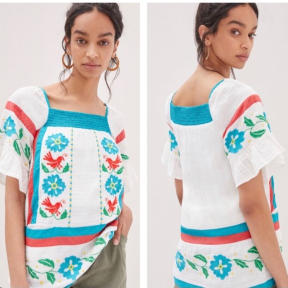 NWT Anthropologie embroidered blouse, size 4